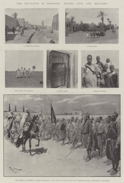 モロッコの情勢、民事・軍事シーン 作： Georges Bertin Scott